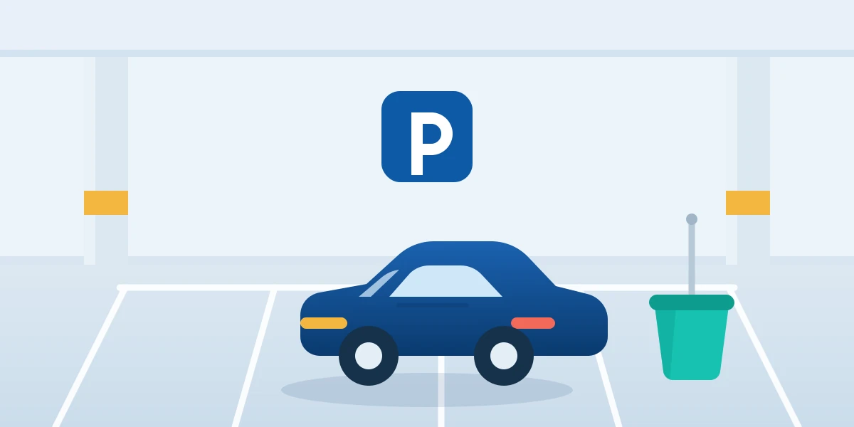 Garaje comunitario con plazas de aparcamiento listo para el baldeo